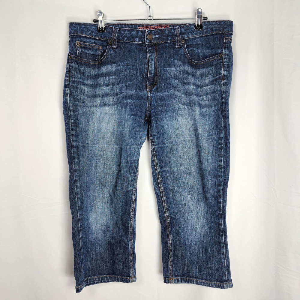 Vintage 90 Y2K‎ Curvy Soho Womens Crop Jeans 14 Stretch 36 Dark Capri Festival